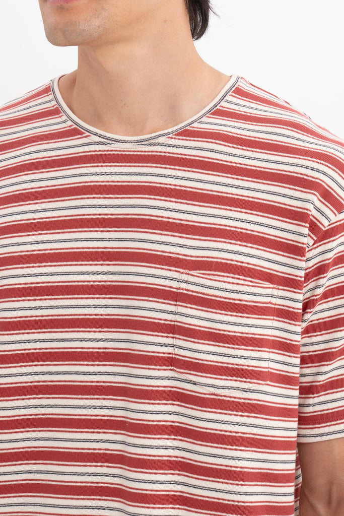 Striped Cotton T-shirt Red Mix