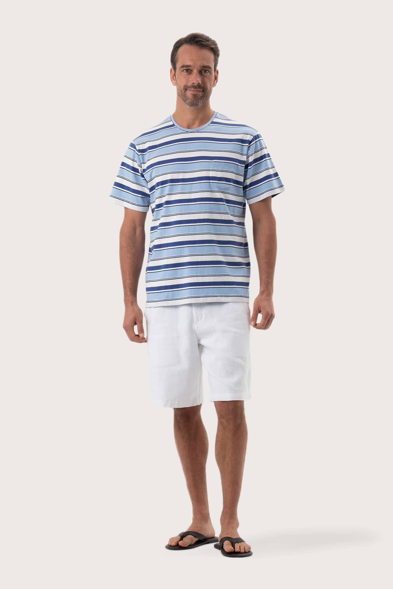 Striped cotton T-shirt Blue Mix