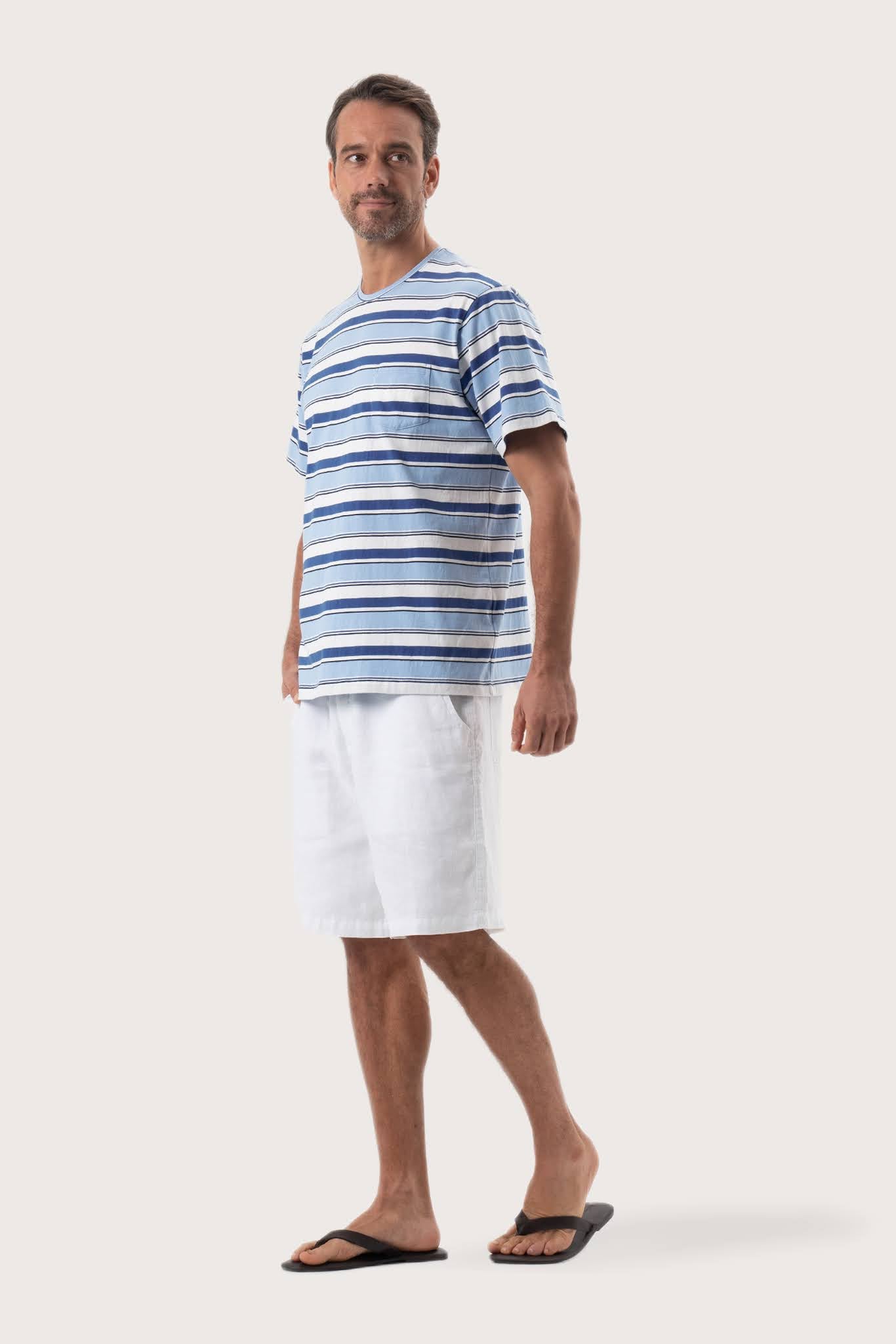 Striped cotton T-shirt Blue Mix