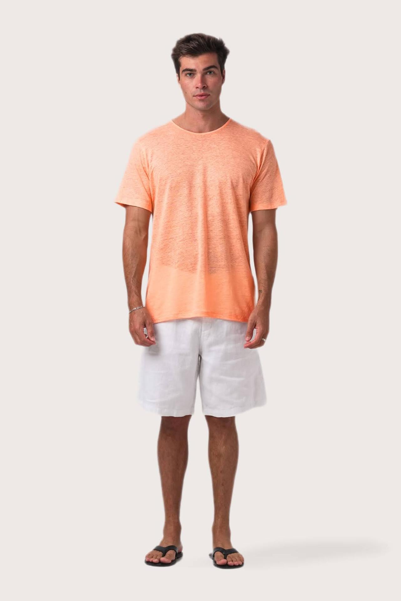 Sumatra Linen T-shirts Coral Peach