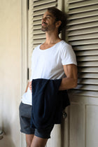 T-shirt U neck cotton white