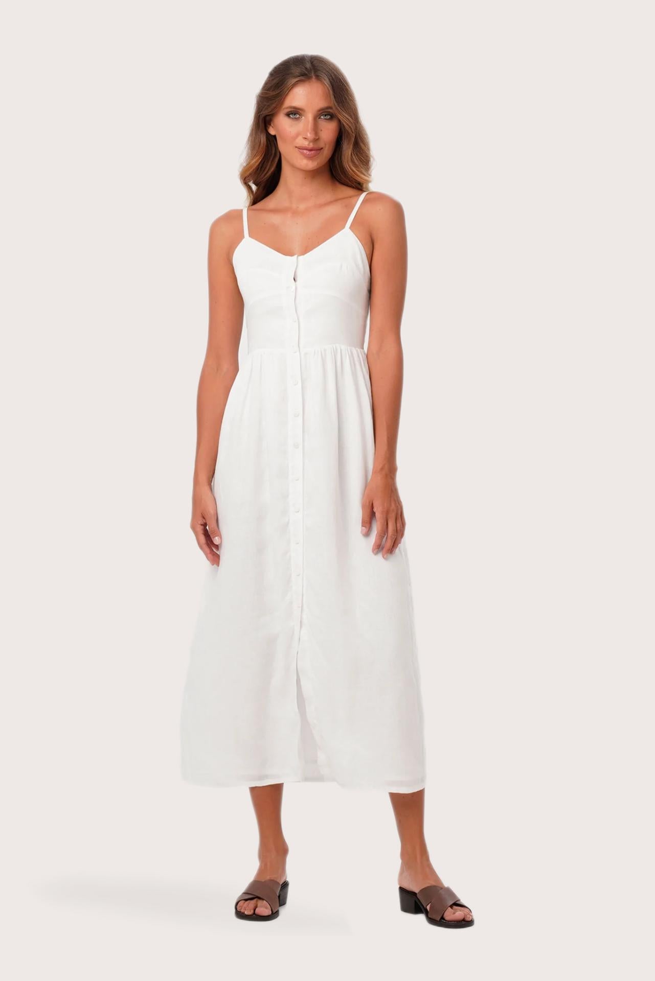 Tarum Linen Dress White - By The Sea Bali Tarum Linen Dress White - By The Sea Bali