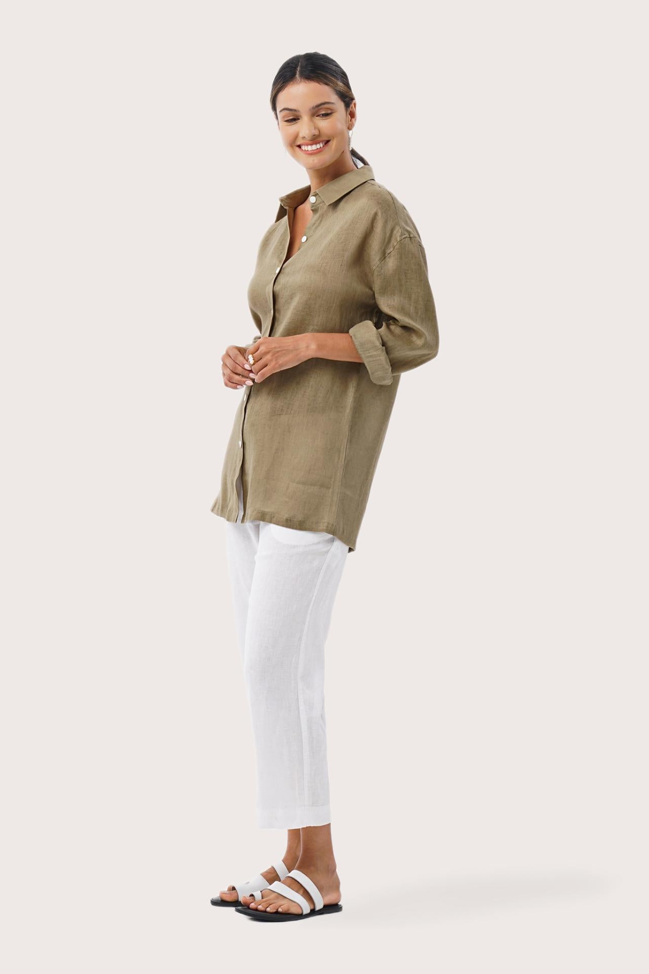 Tifa Linen Shirt Green Moss