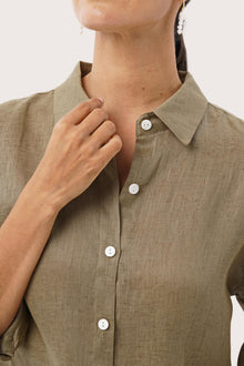 Tifa Linen Shirt Green Moss