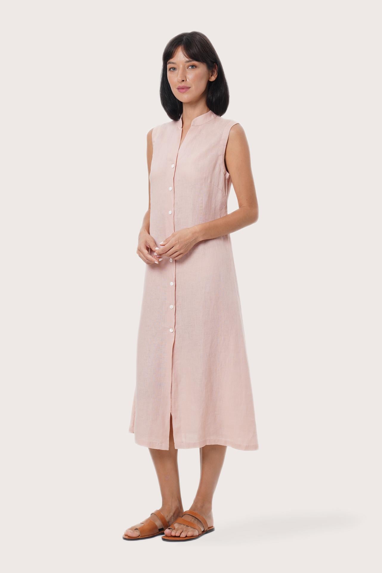 By The Sea Bali Veria Linen Dress Light Pink