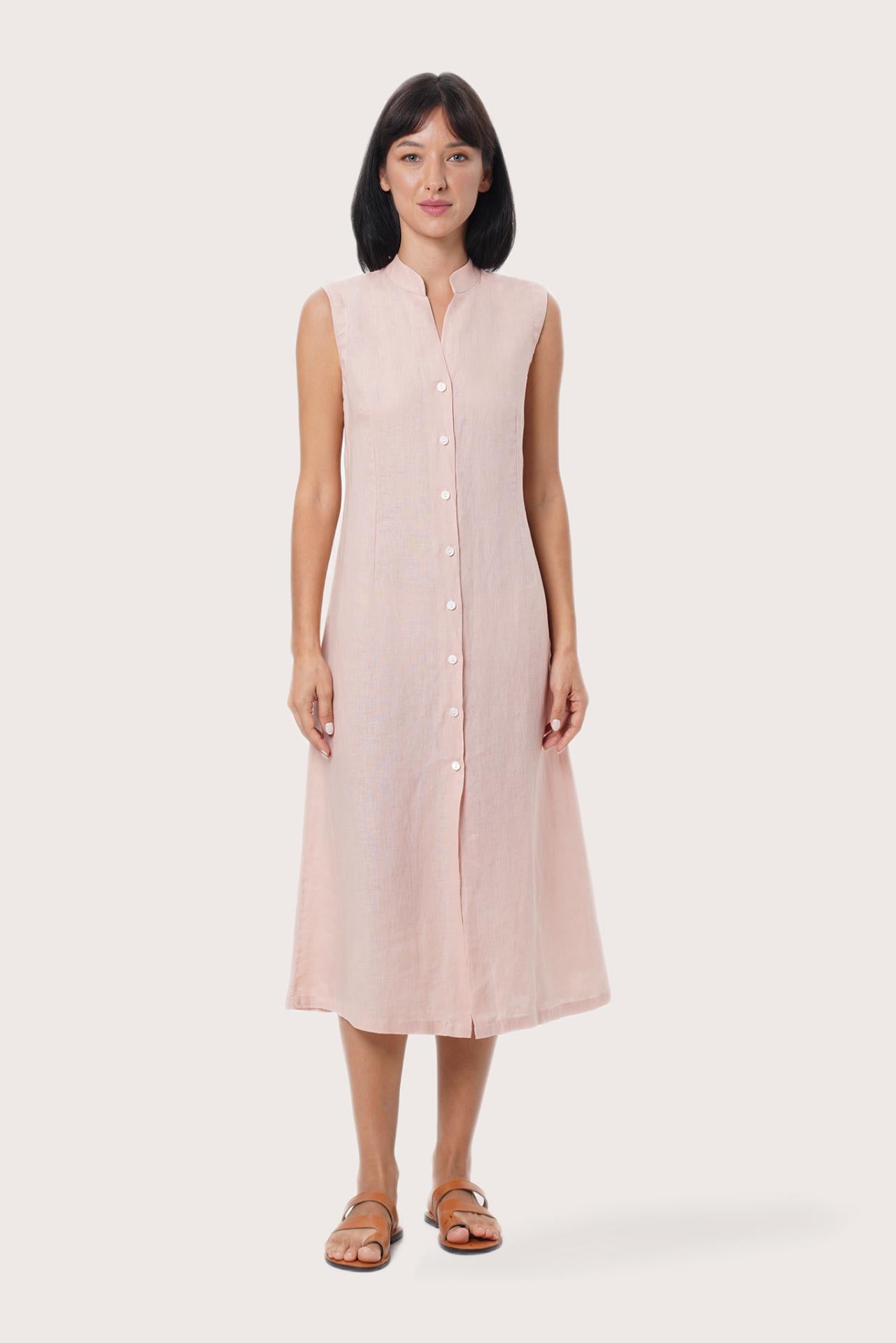 By The Sea Bali Veria Linen Dress Light Pink