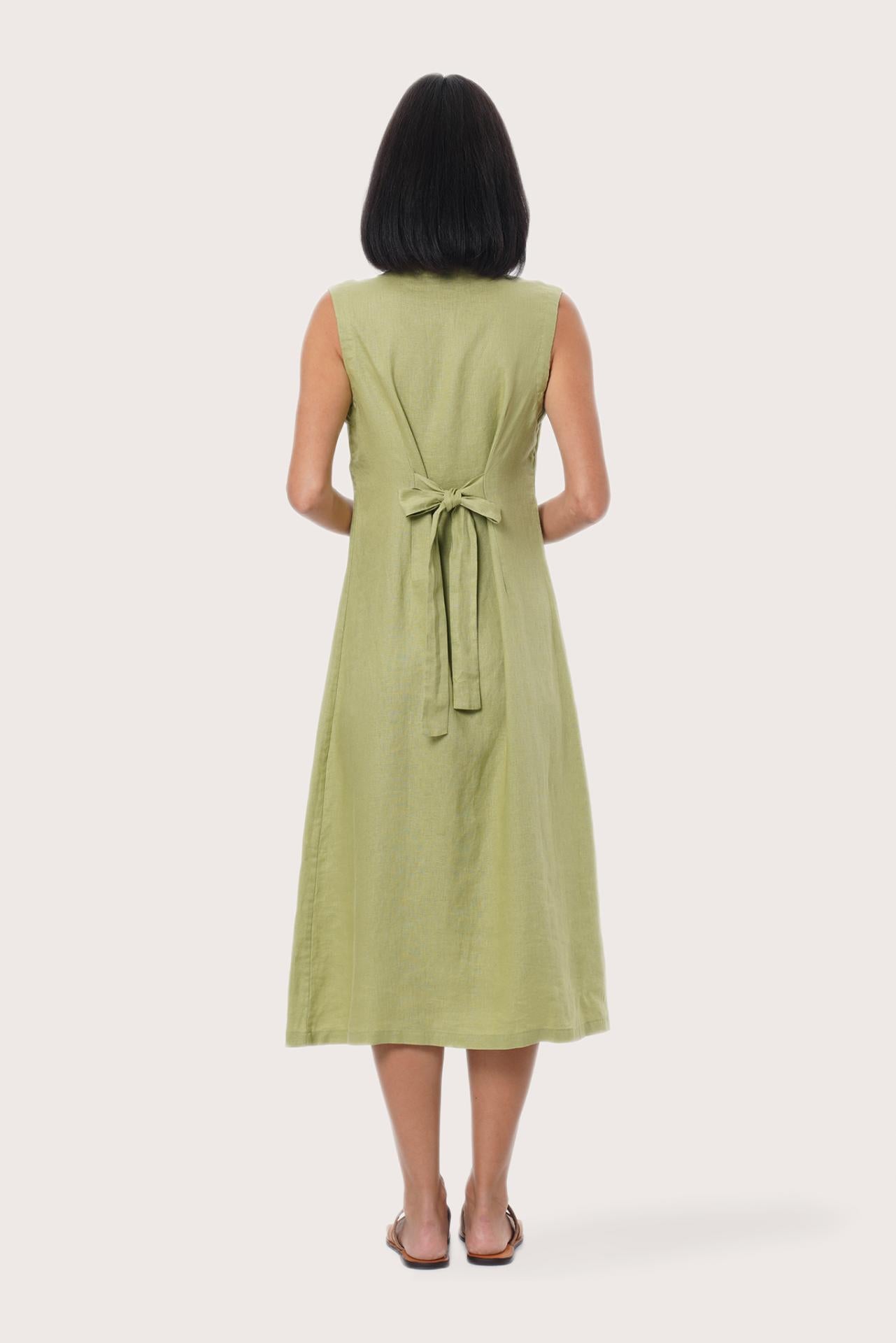 By The Sea Bali Veria Linen Dress Sage