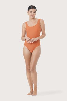 Front view of Alani One Piece Swimsuit featuring a refined and elegant swimwear silhouette