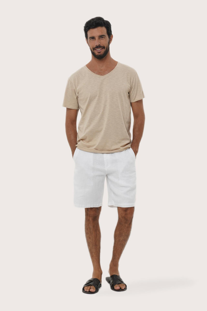 By The Sea Bali Aling Cotton T-shirt Cream – refined men's resort tee with a relaxed, contemporary silhouette