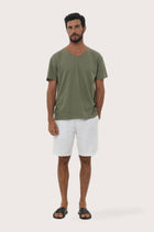Front view of the Aling Cotton T-Shirt in Light Sage by By The Sea Bali