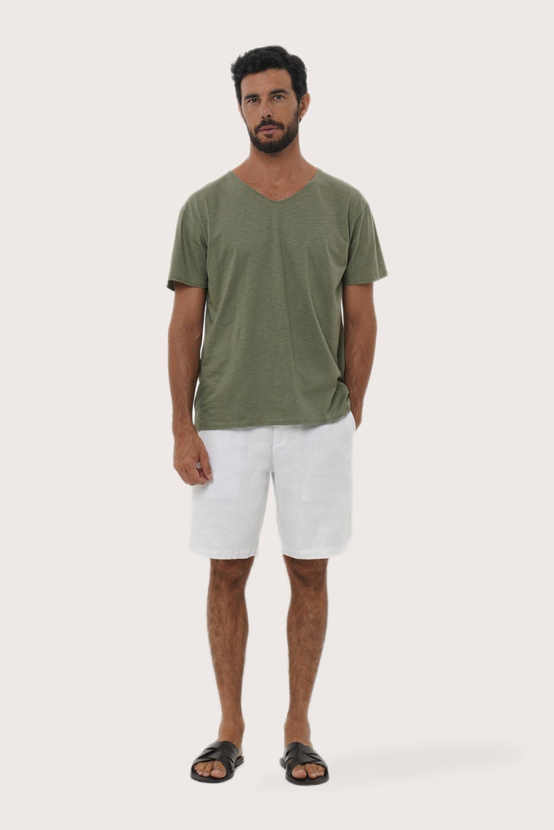 Front view of the Aling Cotton T-Shirt in Light Sage by By The Sea Bali
