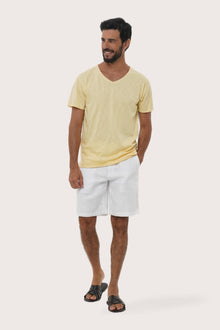 Aling Cotton T-shirt Light Yellow by By The Sea Bali – alternate front view, effortless fit and clean island lines