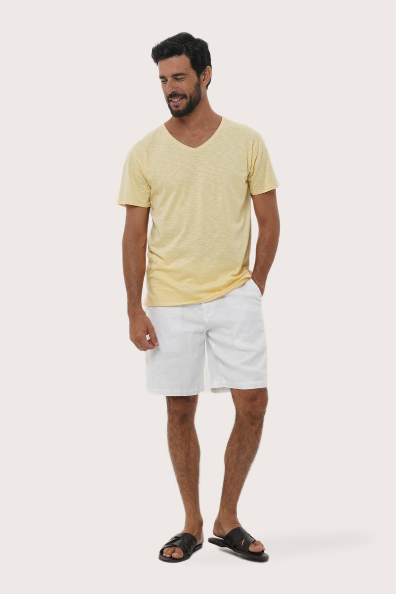 By The Sea Bali Aling Cotton T-shirt Light Yellow – refined men's resort tee with a relaxed, contemporary silhouette