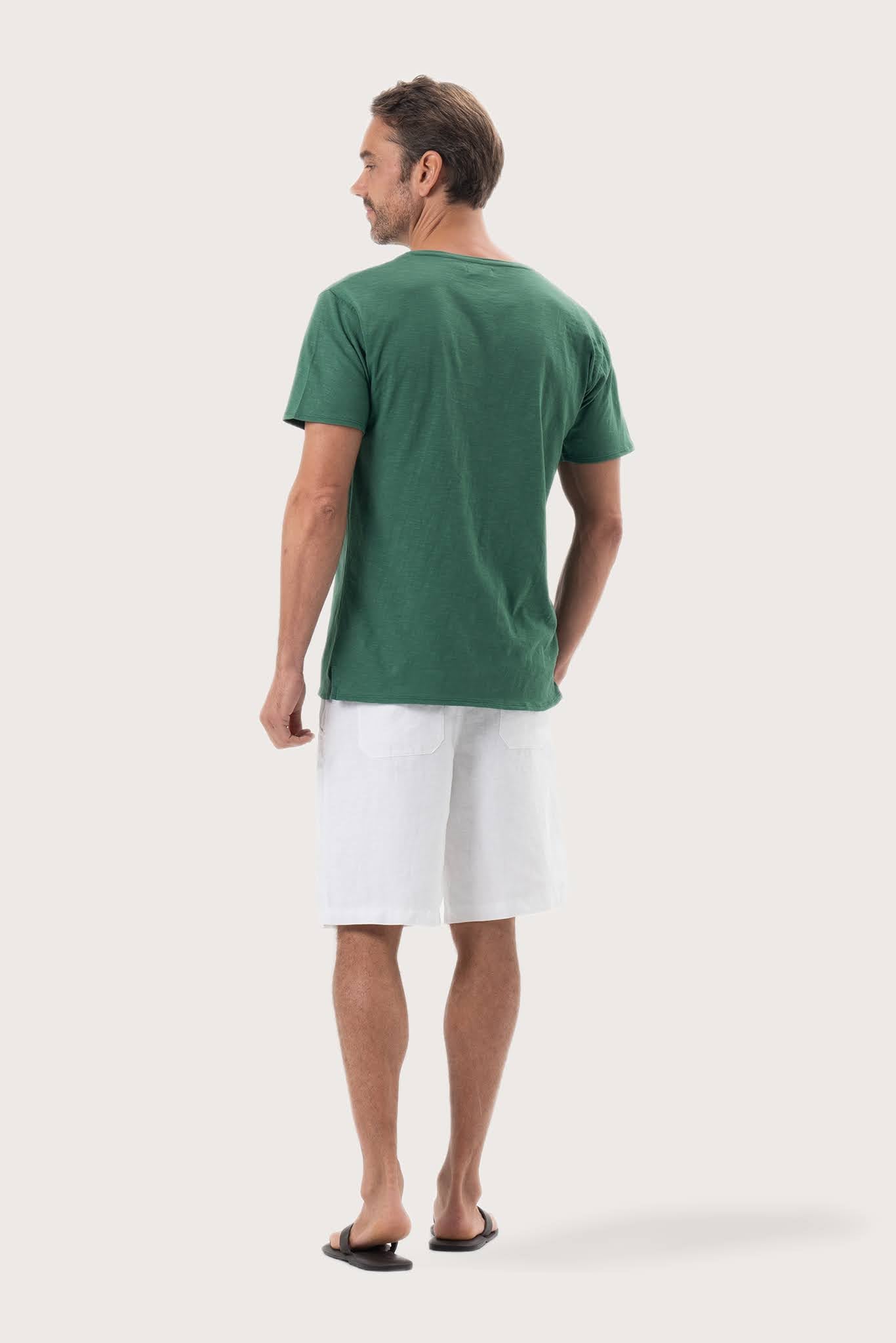Back view of the By The Sea Bali Aling T-Shirt Green – clean tailoring and refined craftsmanship