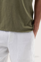 Premium fabric texture of the Aling T-Shirt Khaki by By The Sea Bali – artisanal quality