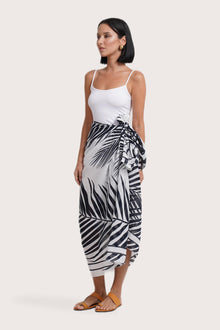 Side view of the Amaya Sarong in the signature Palma print