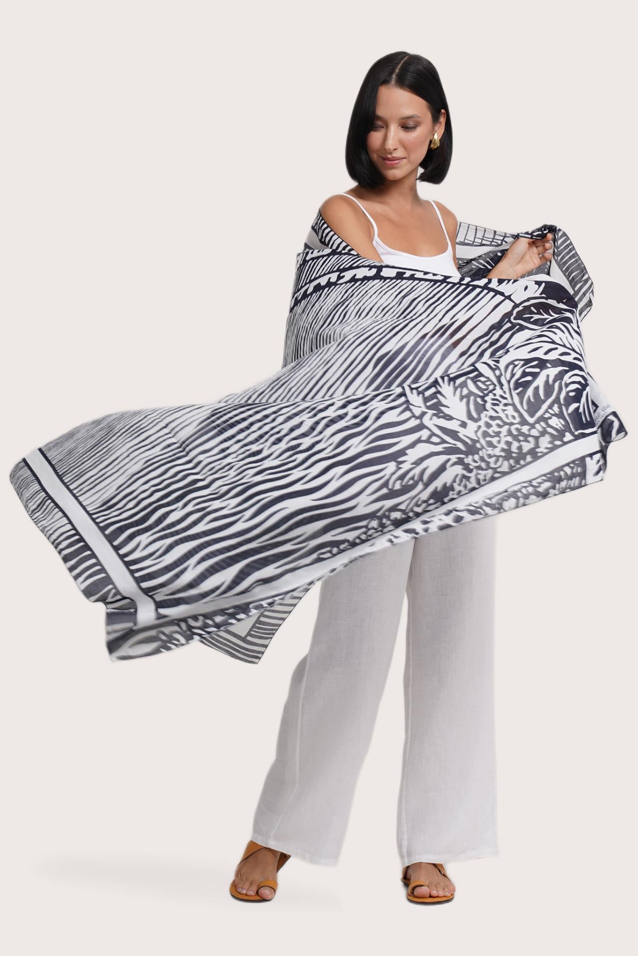 Elegant back view of the Amaya Sarong in Stripe Island resort style