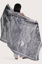 Detailed view of the Stripe Island print on the Amaya Sarong