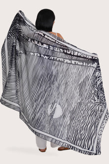 Detailed view of the Stripe Island print on the Amaya Sarong