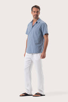 By The Sea Bali Andres Shirt Light Blue — soft cotton shirt with a relaxed camp-collar silhouette