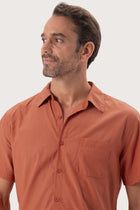 Close-up fabric and collar detail of the Andres Shirt Terracota by By The Sea Bali