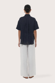 By The Sea Bali Back view of the Anse Short Sleeve Linen Blouse