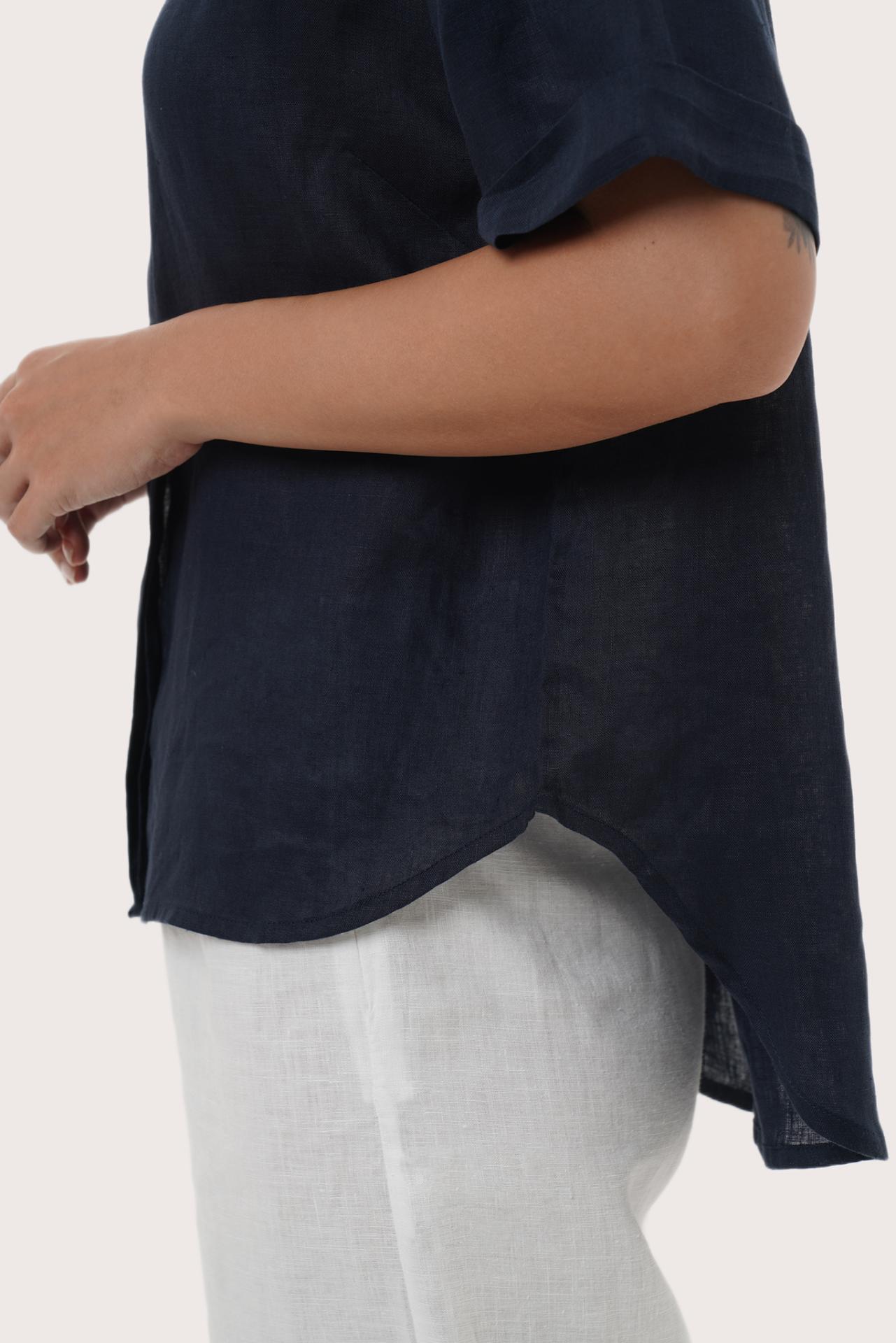 By The Sea Bali Premium linen fabric and Tailored detail of the Anse Short Sleeve Linen Blouse