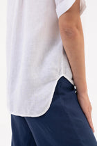 Premium linen fabric and Tailored detail of the Anse Short Sleeve Linen Blouse White