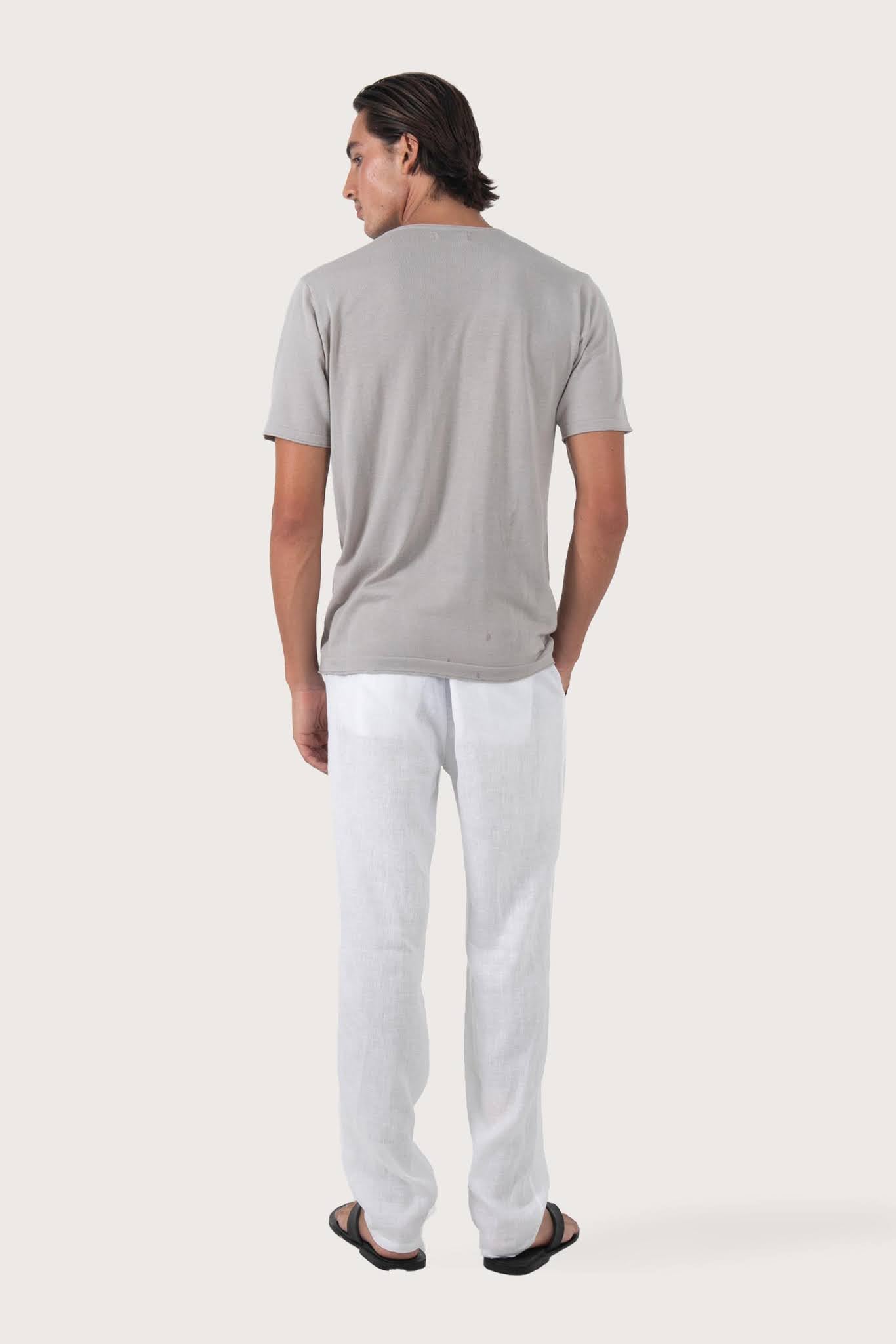 Back view of the By The Sea Bali Arco Cotton Knit T-shirt Creme – clean tailoring and refined craftsmanship