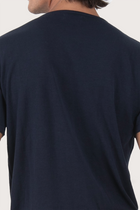 Back detail of the Arco Cotton Knit T-shirt Navy by By The Sea Bali – premium stitching and artisan quality
