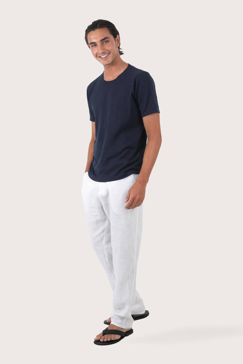 By The Sea Bali Arco Cotton Knit T-shirt Navy – refined men's resort tee with a relaxed, contemporary silhouette