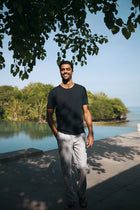 Arco Cotton Knit T-shirt Navy by By The Sea Bali – elevated island resort wear for the modern man