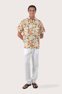By The Sea Bali Asa Loose Fit Shirt Begonia in Green — soft cotton shirt with a relaxed loose-fit silhouette