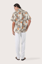 Back view of the Asa Loose Fit Shirt Rustic Pineapple in Grey showcasing its tailored finish by By The Sea Bali