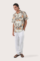 By The Sea Bali Asa Loose Fit Shirt Rustic Pineapple in Grey — soft cotton shirt with a relaxed loose-fit silhouette