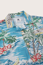 Close-up of the Tropical Day print and cotton fabric detailing