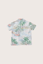 Back view of the white Tropical Day cotton shirt with a relaxed and timeless silhouette