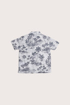 Elegant back view of the Bali Tropical Shirt in Island Palm print
