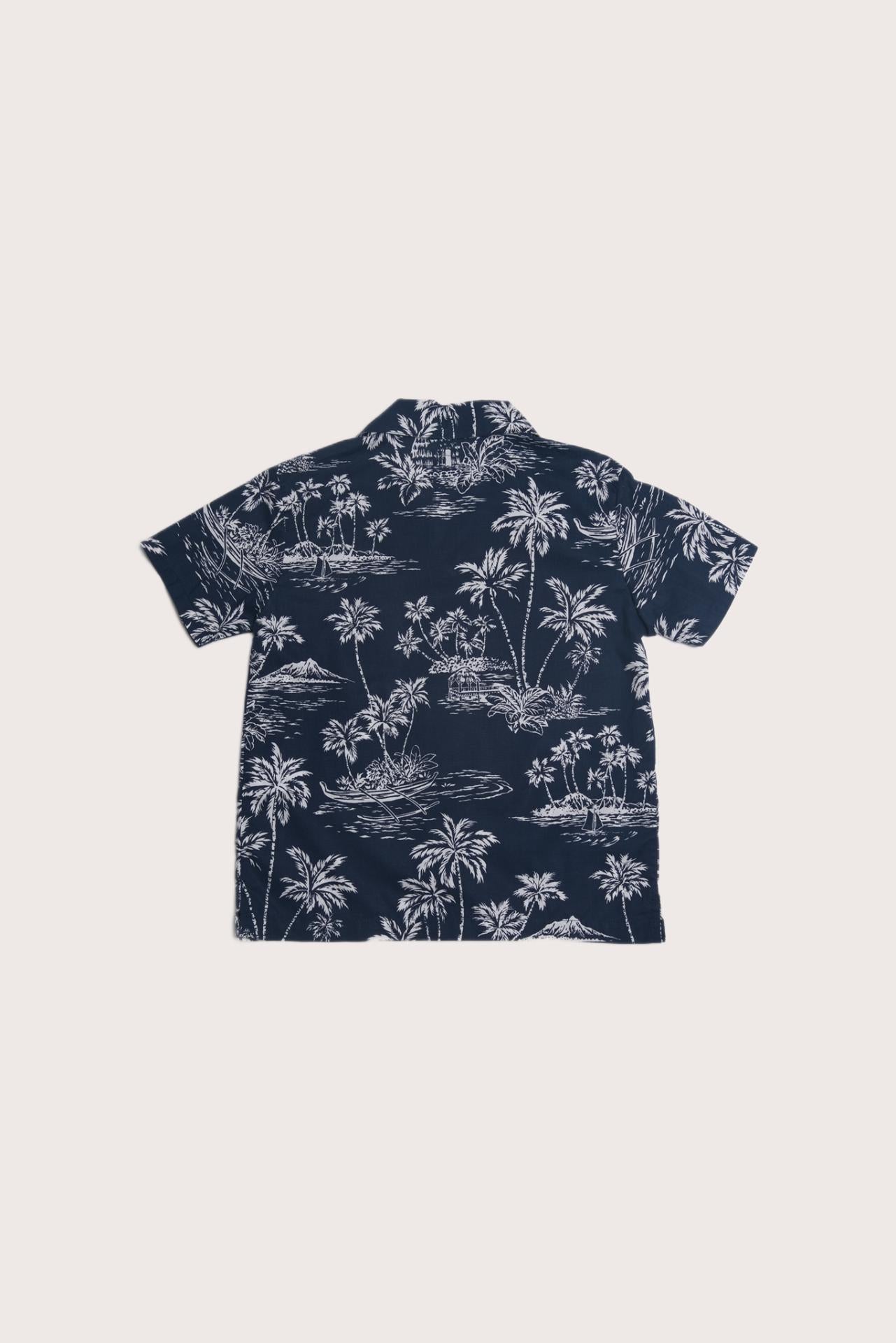 Tropical Island Palm artwork showcased on the Bali Tropical Shirt