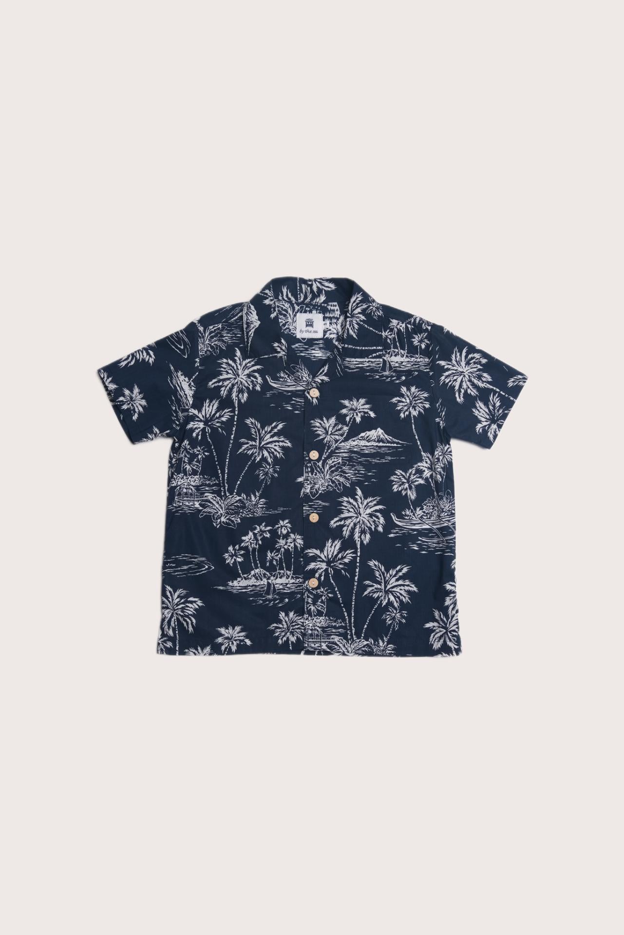 Bali Tropical Shirt in Island Palm print designed for effortless island living