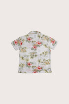 Elegant back view of the Bali Tropical Shirt in Island Rhythm White