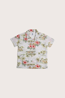 By The Sea Bali Bali Tropical Shirt in Island Rhythm White with a relaxed island-inspired silhouette