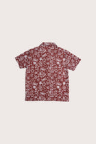 Elegant back view of the Bali Tropical Shirt in Veg and Crab print