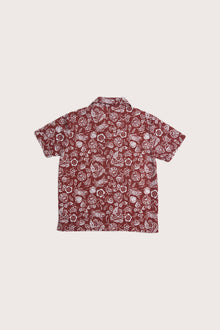Elegant back view of the Bali Tropical Shirt in Veg and Crab print