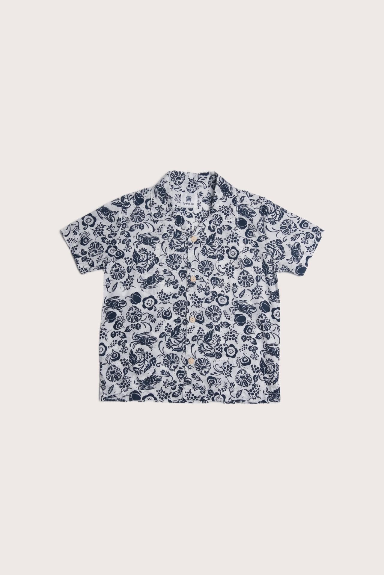 Bali Tropical Shirt in Veg and Crab print designed for effortless island living