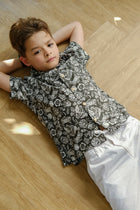 Tropical-inspired Veg and Crab print detail on the Bali Tropical Shirt