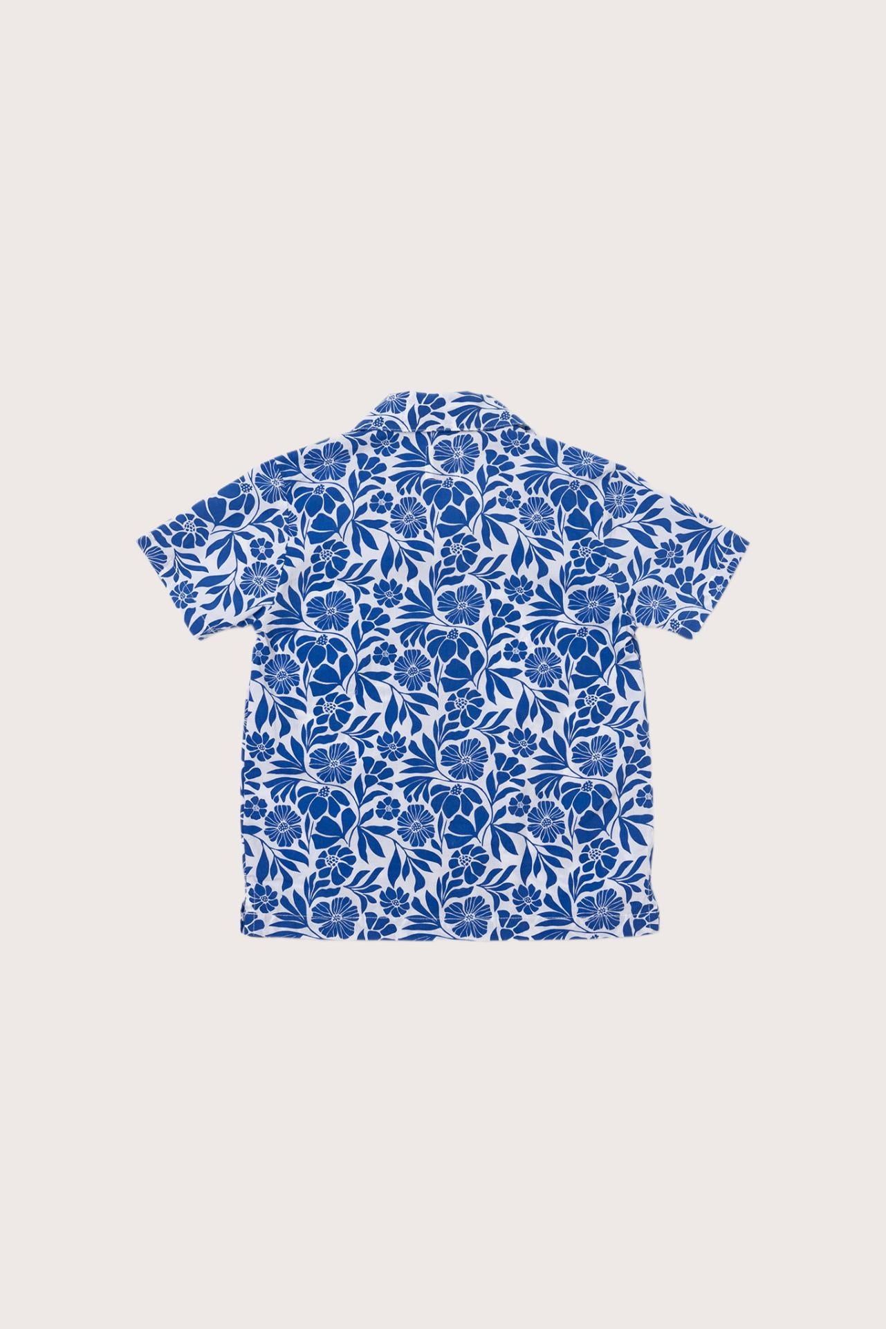 Elegant back view of the Bali Tropical Short Sleeves Cotton Shirt