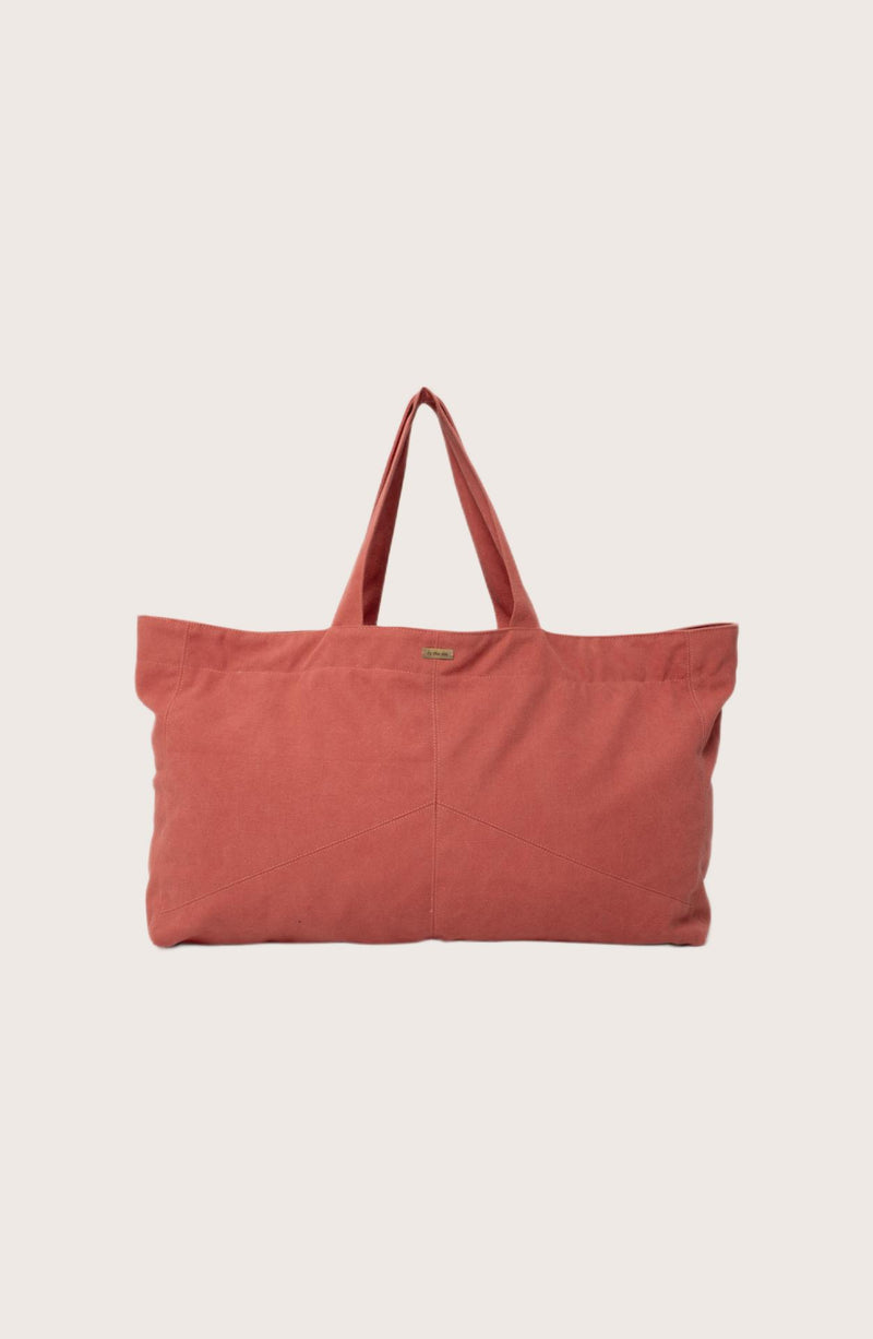 Red Barcha tote bag by By The Sea Bali displayed from the front