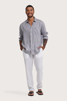 By The Sea Bali Baron Linen Shirt Grey — breathable linen shirt with a relaxed camp-collar silhouette