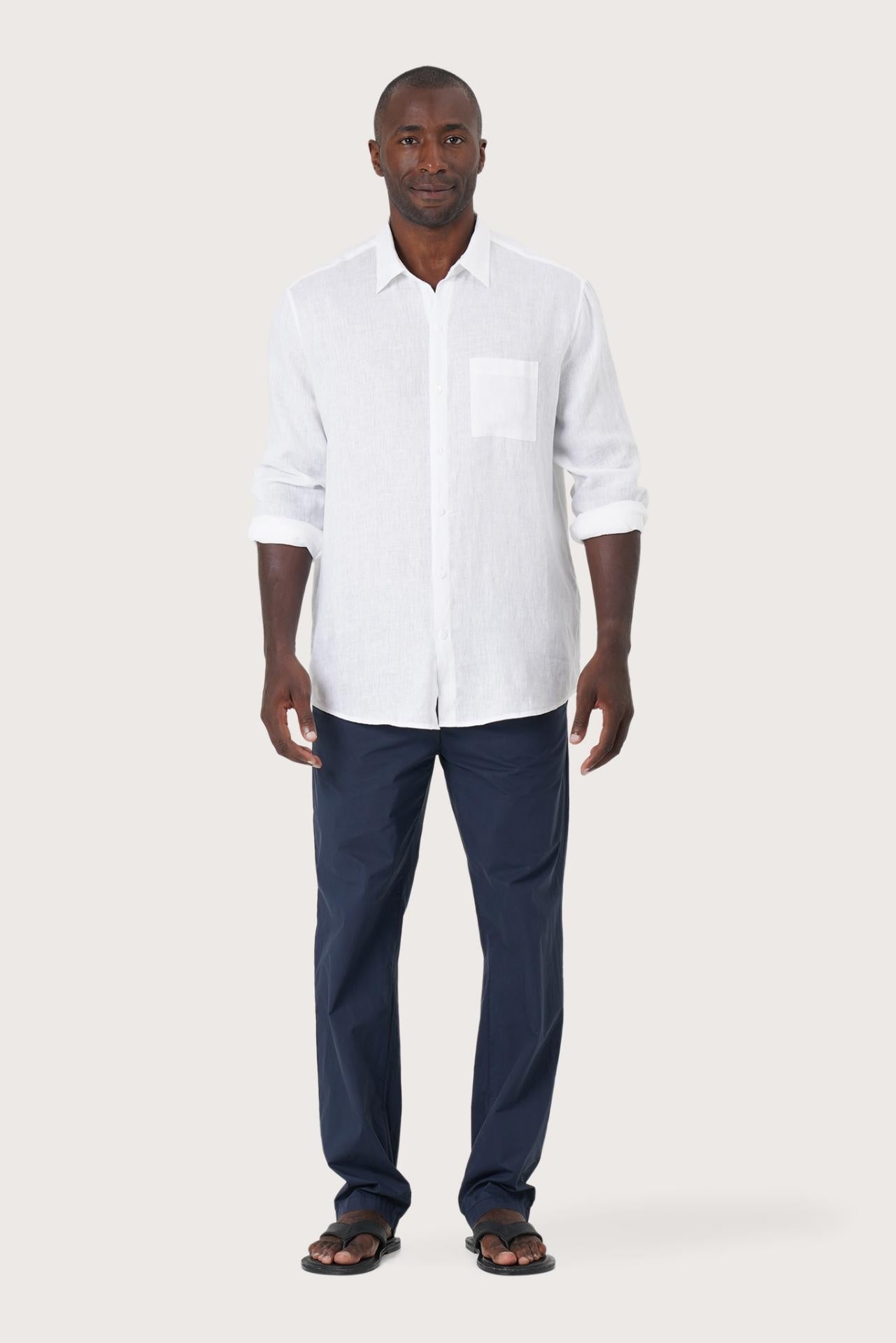 By The Sea Bali Baron Linen Shirt White — breathable linen shirt with a relaxed camp-collar silhouette